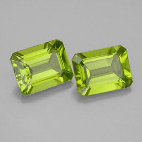 캐럿 천연 생기 있는 그린 페리도트 보석, 에메랄드 컷, 9.1×6.9 mm, VVS