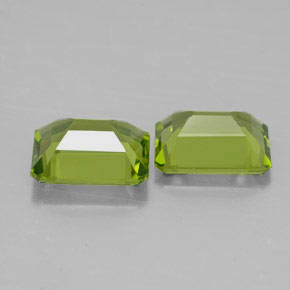 캐럿 천연 생기 있는 그린 페리도트 보석, 에메랄드 컷, 9.1×6.9 mm, VVS