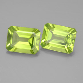 캐럿 천연 생기 있는 그린 페리도트 보석, 에메랄드 컷, 9×7 mm, VVS