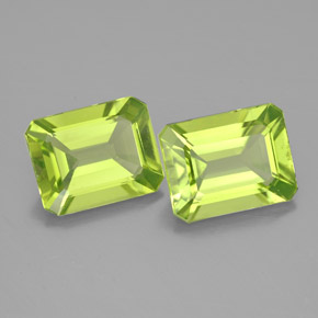 캐럿 천연 생기 있는 그린 페리도트 보석, 에메랄드 컷, 9×7 mm, VVS