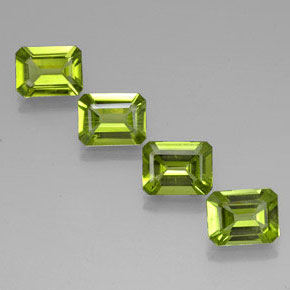 캐럿 천연 생기 있는 그린 페리도트 보석, 에메랄드 컷, 9.1×6.9 mm, VVS