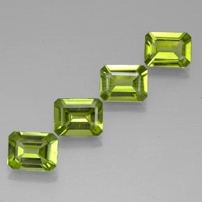 캐럿 천연 생기 있는 그린 페리도트 보석, 에메랄드 컷, 9.1×6.9 mm, VVS