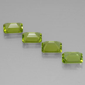 캐럿 천연 생기 있는 그린 페리도트 보석, 에메랄드 컷, 9.1×6.9 mm, VVS