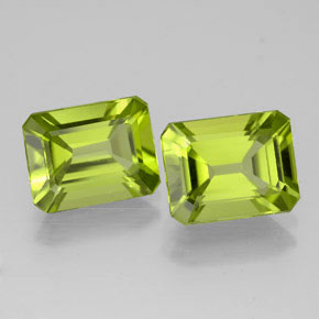캐럿 천연 생기 있는 그린 페리도트 보석, 에메랄드 컷, 9.1×7 mm, VVS
