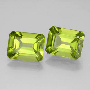 캐럿 천연 생기 있는 그린 페리도트 보석, 에메랄드 컷, 9.1×7 mm, VVS