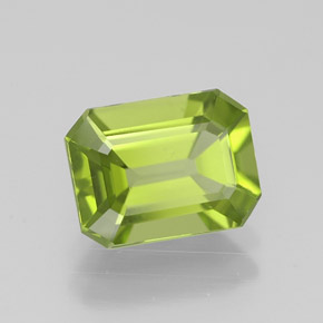 2.09캐럿 천연 생기 있는 그린 페리도트, 에메랄드 컷, 8.7×6.6 mm, VVS