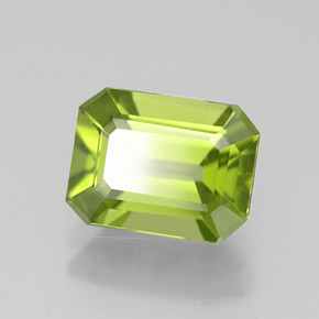 2.09캐럿 천연 생기 있는 그린 페리도트, 에메랄드 컷, 8.7×6.6 mm, VVS