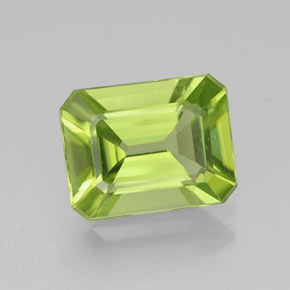 2.04캐럿 천연 생기 있는 그린 페리도트, 에메랄드 컷, 8.8×6.8 mm, VVS