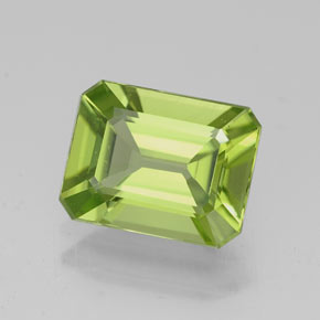 2.04캐럿 천연 생기 있는 그린 페리도트, 에메랄드 컷, 8.8×6.8 mm, VVS