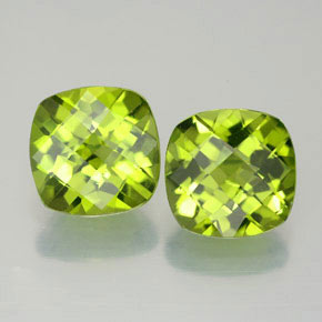 캐럿 천연 생기 있는 그린 페리도트 보석, 쿠션 컷, 9×8.9 mm, VVS-VS