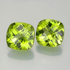 캐럿 천연 생기 있는 그린 페리도트 보석, 쿠션 컷, 9×8.9 mm, VVS-VS