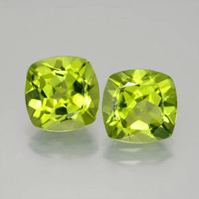 캐럿 천연 생기 있는 그린 페리도트 보석, 쿠션 컷, 8.3×8.2 mm, VVS-VS