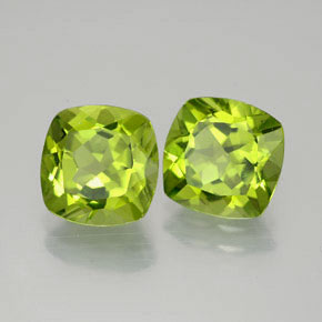 캐럿 천연 생기 있는 그린 페리도트 보석, 쿠션 컷, 8.3×8.2 mm, VVS-VS