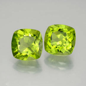 캐럿 천연 생기 있는 그린 페리도트 보석, 쿠션 컷, 8.2×8.2 mm, VVS-VS