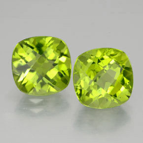 캐럿 천연 생기 있는 그린 페리도트 보석, 쿠션 컷, 9×8.9 mm, VVS-VS