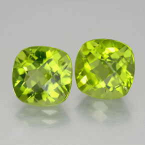 캐럿 천연 생기 있는 그린 페리도트 보석, 쿠션 컷, 9×8.9 mm, VVS-VS