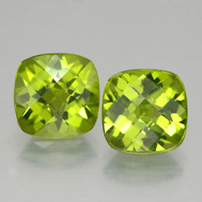 캐럿 천연 생기 있는 그린 페리도트 보석, 쿠션 컷, 9.1×9.1 mm, VVS-VS