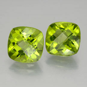 캐럿 천연 생기 있는 그린 페리도트 보석, 쿠션 컷, 9.1×9.1 mm, VVS-VS