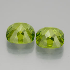 캐럿 천연 생기 있는 그린 페리도트 보석, 쿠션 컷, 9.1×9.1 mm, VVS-VS