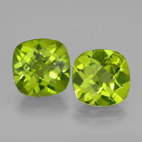 캐럿 천연 생기 있는 그린 페리도트 보석, 쿠션 컷, 9×8.9 mm, VVS-VS