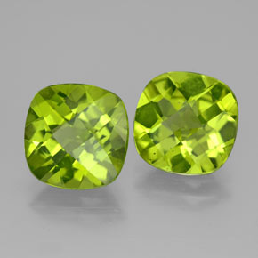 캐럿 천연 생기 있는 그린 페리도트 보석, 쿠션 컷, 9×8.9 mm, VVS-VS