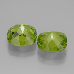캐럿 천연 생기 있는 그린 페리도트 보석, 쿠션 컷, 9×8.9 mm, VVS-VS