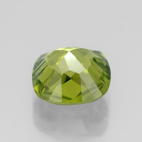 2.33캐럿 천연 생기 있는 그린 페리도트, 쿠션 컷, 8.2×8.2 mm, VVS