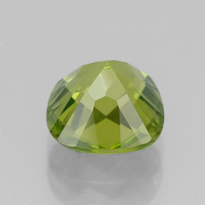 2.42캐럿 천연 생기 있는 그린 페리도트, 쿠션 컷, 7.9×7.9 mm, VS