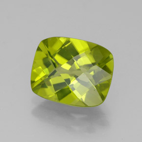 3.17캐럿 천연 생기 있는 그린 페리도트, 쿠션 컷, 9.9×8 mm, VS