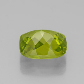 3.17캐럿 천연 생기 있는 그린 페리도트, 쿠션 컷, 9.9×8 mm, VS