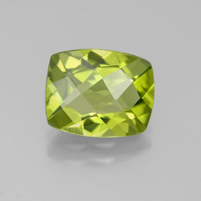 2.50캐럿 천연 생기 있는 그린 페리도트, 쿠션 컷, 9.5×7.6 mm, VS