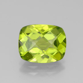 3.03캐럿 천연 생기 있는 그린 페리도트, 쿠션 컷, 10×8 mm, VS
