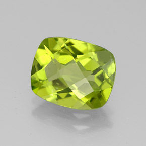3.03캐럿 천연 생기 있는 그린 페리도트, 쿠션 컷, 10×8 mm, VS