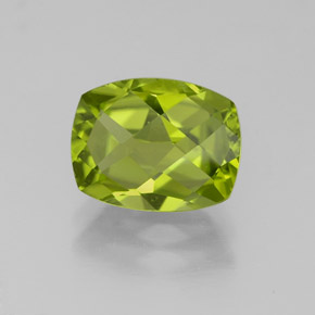 2.44캐럿 천연 생기 있는 그린 페리도트, 쿠션 컷, 9.3×7.3 mm, VS-SI