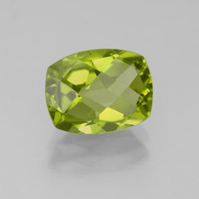 2.44캐럿 천연 생기 있는 그린 페리도트, 쿠션 컷, 9.3×7.3 mm, VS-SI