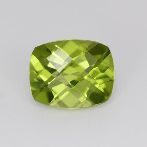 2.94캐럿 천연 라이트 생기 있는 그린 페리도트, 쿠션 컷, 9.9×8 mm, VS