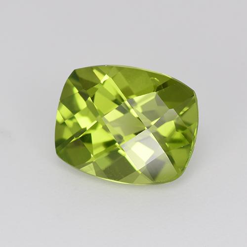 2.94캐럿 천연 라이트 생기 있는 그린 페리도트, 쿠션 컷, 9.9×8 mm, VS