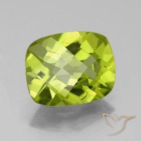 2.73캐럿 천연 활기찬 황록색 페리도트, 쿠션 컷, 9.9×8 mm, VS