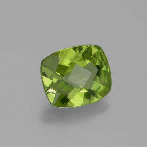 2.48캐럿 천연 생기 있는 그린 페리도트, 쿠션 컷, 9.4×7.9 mm, VS
