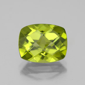 3.00캐럿 천연 생기 있는 그린 페리도트, 쿠션 컷, 9.9×7.9 mm, VS