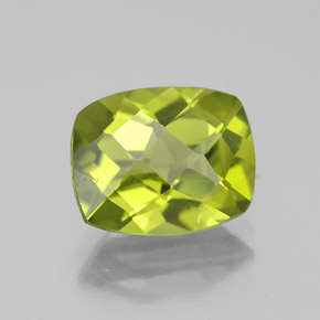 3.00캐럿 천연 생기 있는 그린 페리도트, 쿠션 컷, 9.9×7.9 mm, VS