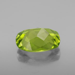 2.09캐럿 천연 생기 있는 그린 페리도트, 쿠션 컷, 9.6×7.5 mm, VVS-VS