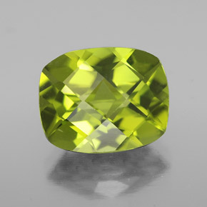 3.16캐럿 천연 생기 있는 그린 페리도트, 쿠션 컷, 10×8.1 mm, VS