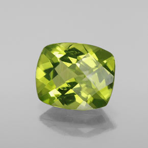 2.65캐럿 천연 생기 있는 그린 페리도트, 쿠션 컷, 9.3×7.8 mm, VS-SI