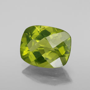 2.88캐럿 천연 생기 있는 그린 페리도트, 쿠션 컷, 10×8 mm, VS