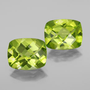 캐럿 천연 생기 있는 그린 페리도트 보석, 쿠션 컷, 10×8 mm, VS