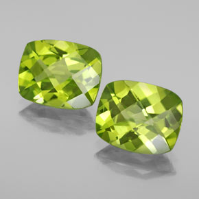 캐럿 천연 생기 있는 그린 페리도트 보석, 쿠션 컷, 10×8 mm, VS