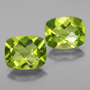 캐럿 천연 생기 있는 그린 페리도트 보석, 쿠션 컷, 10.1×8.1 mm, VS-SI
