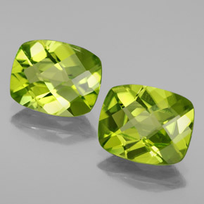 캐럿 천연 생기 있는 그린 페리도트 보석, 쿠션 컷, 10.1×8.1 mm, VS-SI