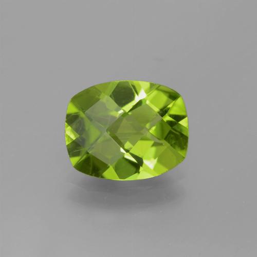 2.49캐럿 천연 생기 있는 그린 페리도트, 쿠션 컷, 9.9×8 mm, VS-SI